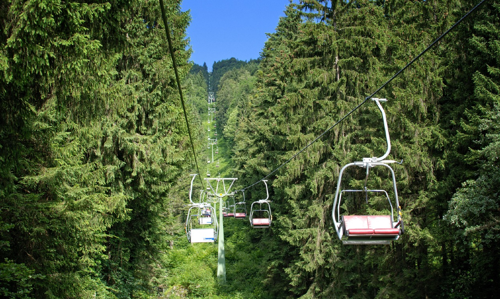 Linbana med stollift
